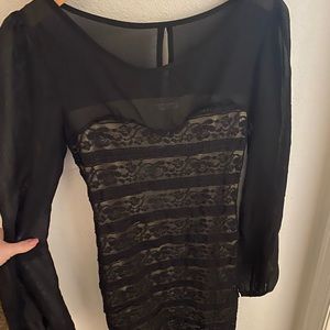 Black lace, long sleeve dress
